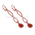 Red Onyx & A beautiful 18K Rose Gold Plated Earrings Leverback Design